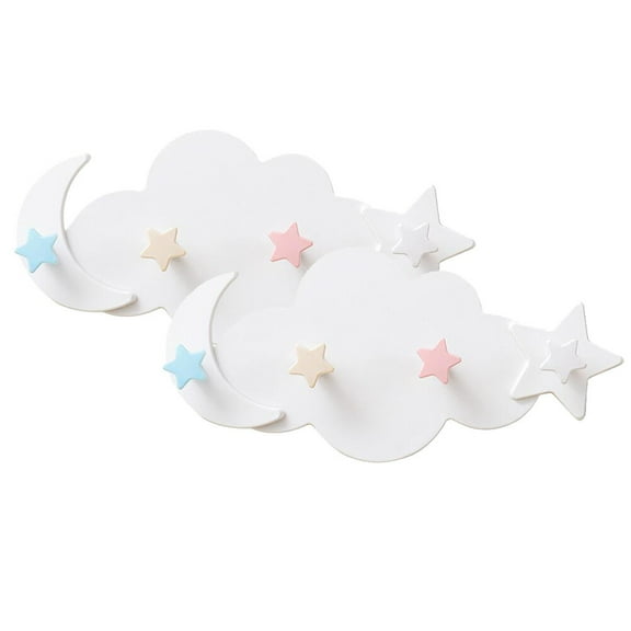 ifundom 2Pcs Strong Adhesive Wall Hooks Plastic Star Moon Coats Racks for Kitchen Bathroom Renters White
