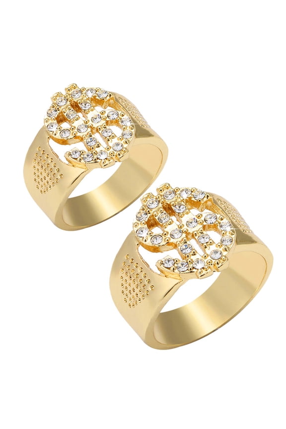 2Pcs Stylish Finger Ring Men Ring Golden Sign Design for Fashion Accessories