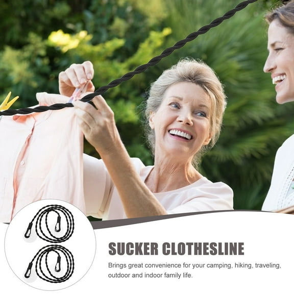 ifundom 2-Pack Windproof Retractable Clothesline Black Drying Strap for Outdoor Camping Hiking Travel and Family Use