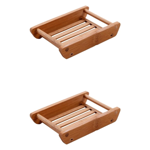 ifundom 2Pcs Practical Soap Dish Bamboo Natural Style Keep Soap Dry Bathroom Supply