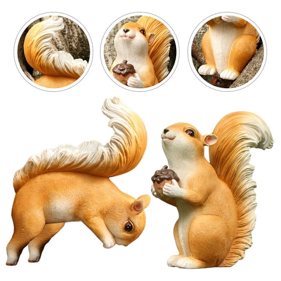 ifundom Simulation Squirrel Figurines Resin Animal Statue Assorted Color 2Pcs