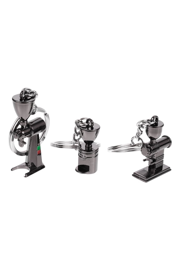 3Pcs 3D Coffee Machine Key Chain Metal Keyring Pendant for Attractive Decoration
