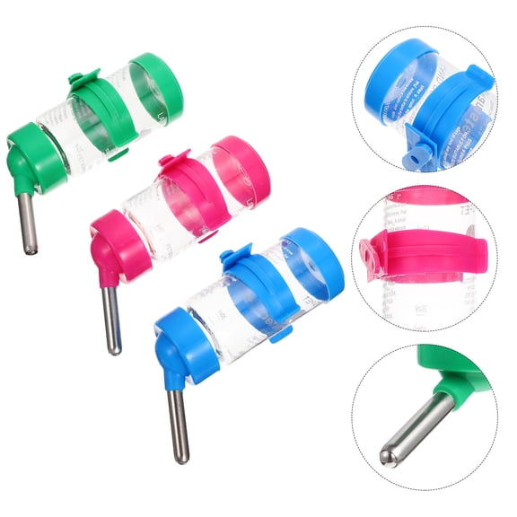 ifundom 3-Pack Transparent Hamster Water Bottles Hanging Small Pet Waterers for Hamsters Mice Gerbils