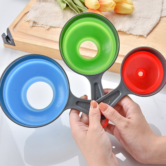ifundom 3Pcs Silicone Funnel for Kitchen Liquid Transfer Foldable Detachable Practical Tool
