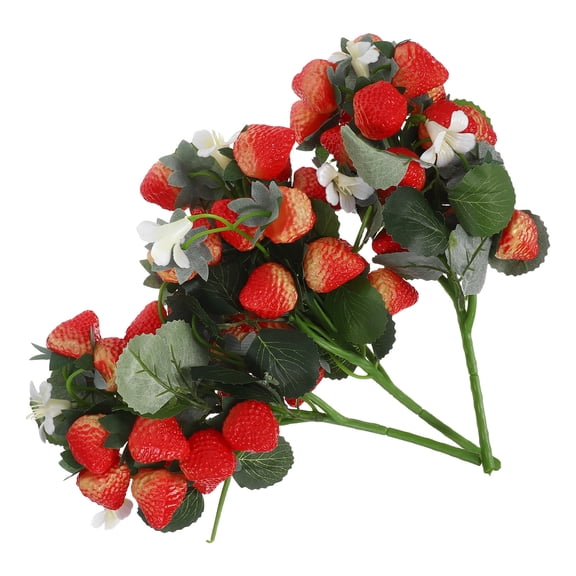 ifundom Realistic Red Strawberry Branches 3 Pieces for Crafts, Holiday Decorations, Floral Arrangements and Home Decor