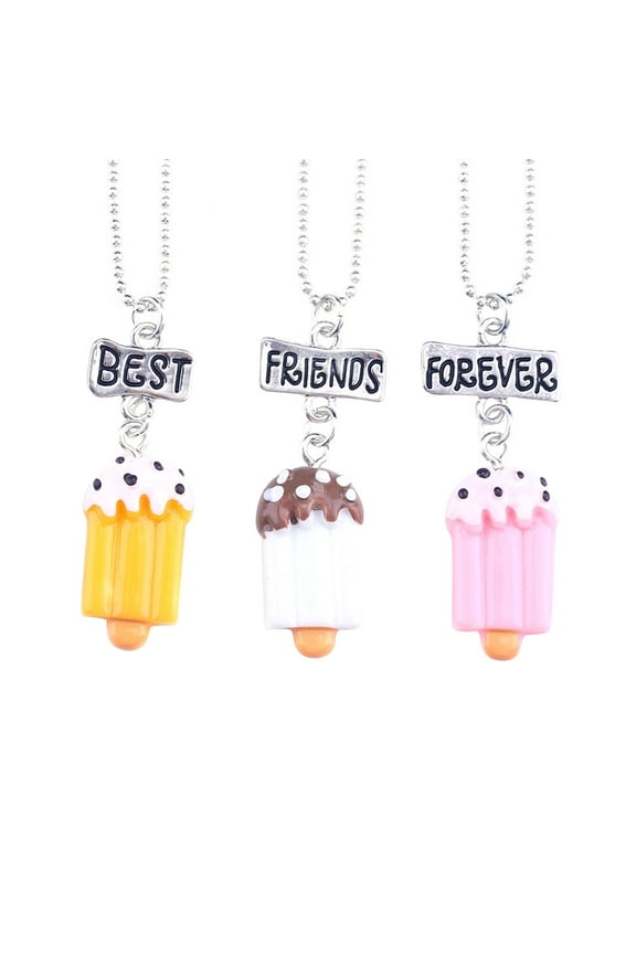 3pcs Bestie Friendship Necklace Simulation Ice Candy Pendant Necklace Decorative Necklace
