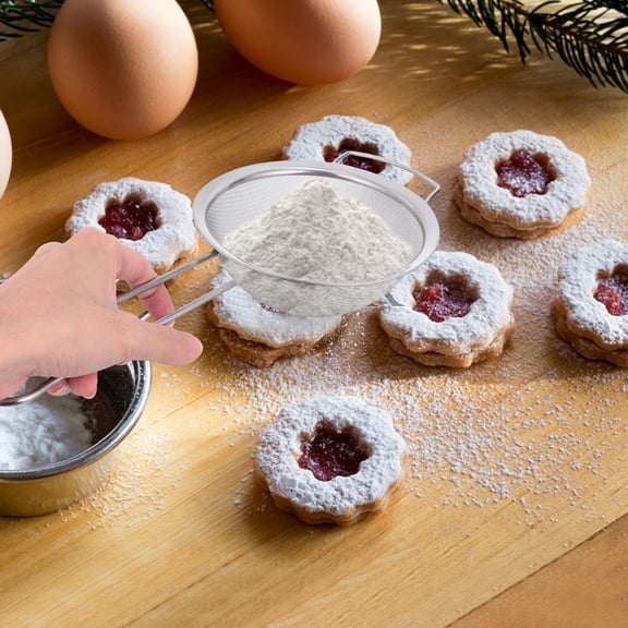 ifundom 3pcs Metal Flour Sieve for Baking Stainless Steel Kitchen Tools