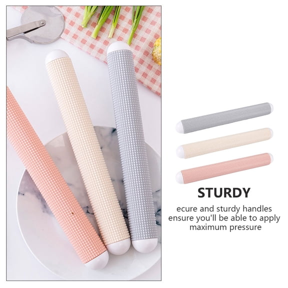 ifundom 3-Piece Non-Stick Rolling Pin Set with Plastic Handles for Baking, Cooking, and Kitchen Use