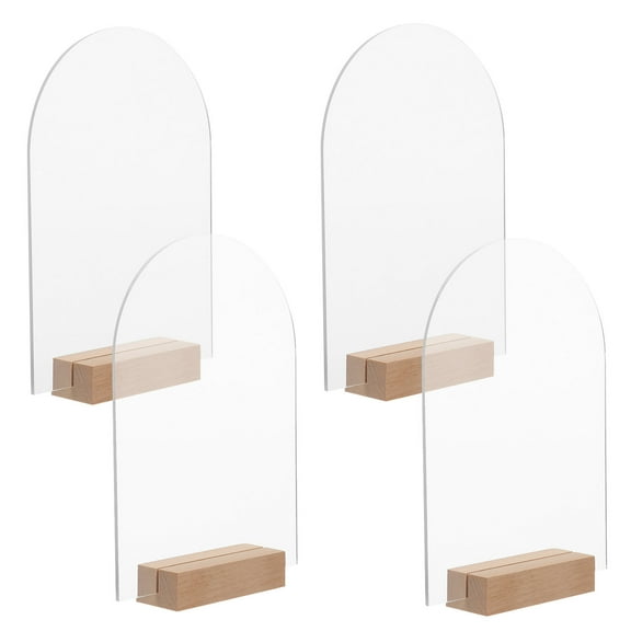 ifundom 4 pcs Clear Hexagon Acrylic Sign Blank Acrylic Hexagon Table Sign with Wood Stand