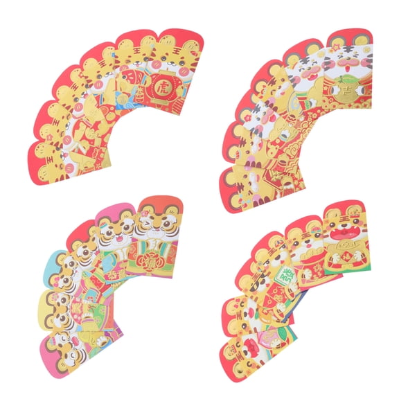 ifundom 48Pcs Assorted Color Red Envelopes Paper Money Packets for Chinese New Year with Traditional Tiger Year Designs