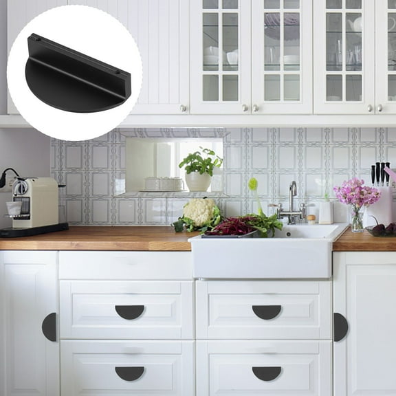 ifundom 4Pcs Black Cabinet Pull Handles Semicircular Drawer Knobs for Furniture Kitchen Bathroom Door