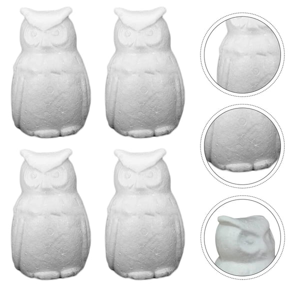 ifundom 4Pcs Foam Owl Handicrafts White Unfinished Ornaments for Home Desktop Decoration Crafts
