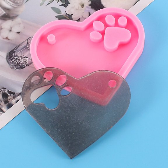 ifundom 4-Pack Heart Silicone Molds for Keychain Charms, Crafts, Jewelry Making Accessories