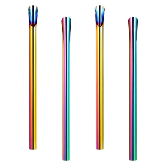 ifundom 4-Pack Reusable 304 Stainless Steel Drinking Straws for Cocktails, Office, and Everyday Use, Metal Straws