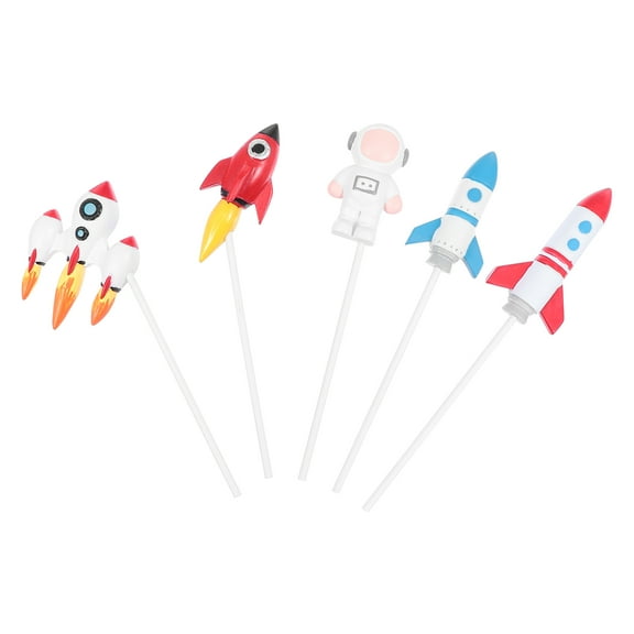ifundom 4Pcs Red Resin Spaceman Cake Picks Birthday Cake Toppers Unique Dessert Decorations