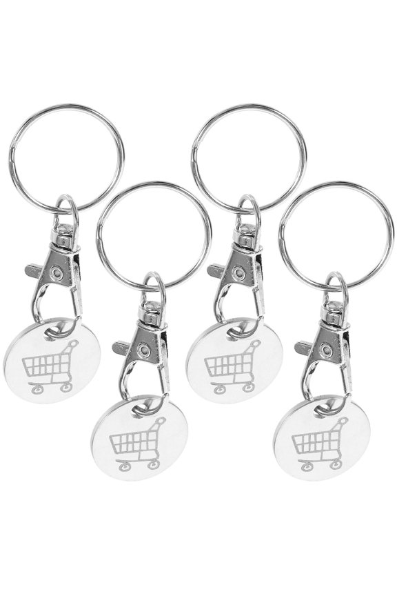 4 Pieces Shopping Cart Tokens Keychain Set for Convenient Grocery Cart Use and Access
