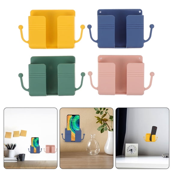 ifundom 4-Pack Sticky Wall Storage Boxes for Home Organization, Phone Charging Holder and Small Item Storage