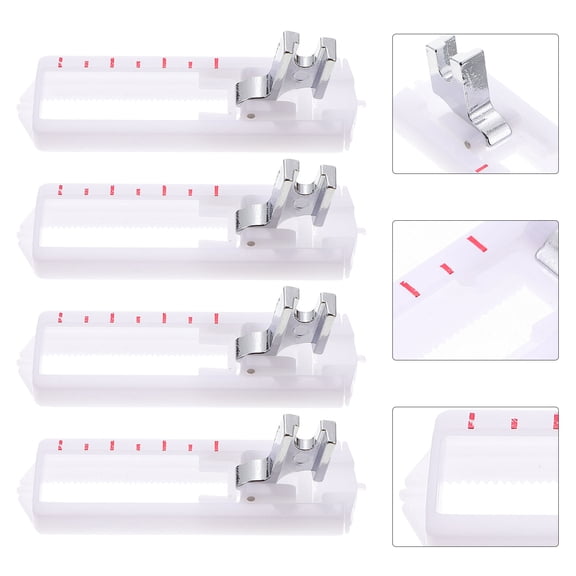 ifundom 4Pcs White Keyhole Presser Foot Sewing Machine Accessories Set with Rotatable Metal Joint for Home Sewing