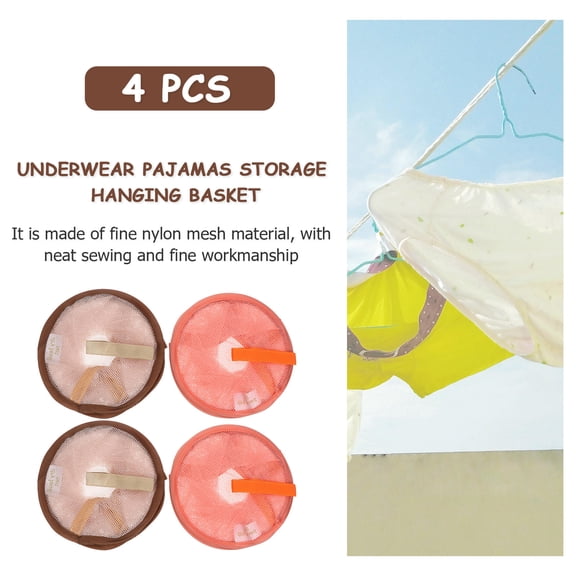 ifundom Steel Wire Hanging Drying Net, Orange, Multi-Functional for Clothes and Underwear, 4Pcs