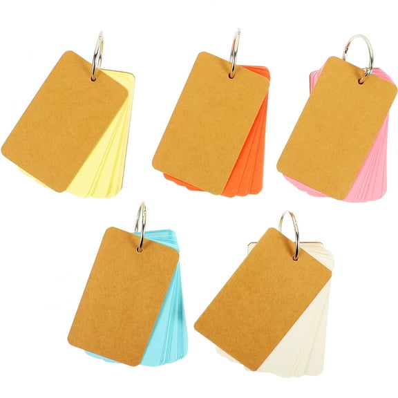 ifundom 5 Books of Blank Writing Cards Blank Flashcards with Binder Ring Loose-leaf Words Memory Cards