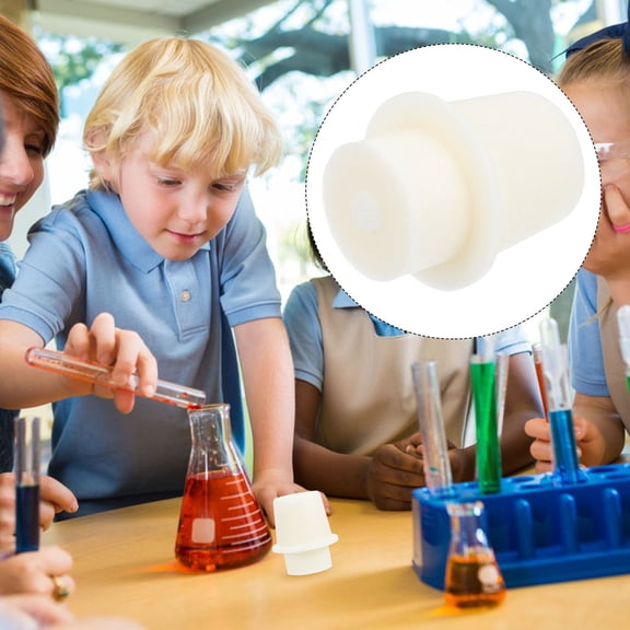 ifundom 5-Pack White Silicone Erlenmeyer Flask Stoppers, Conical Glass Tube Sealing Plugs for Lab Use