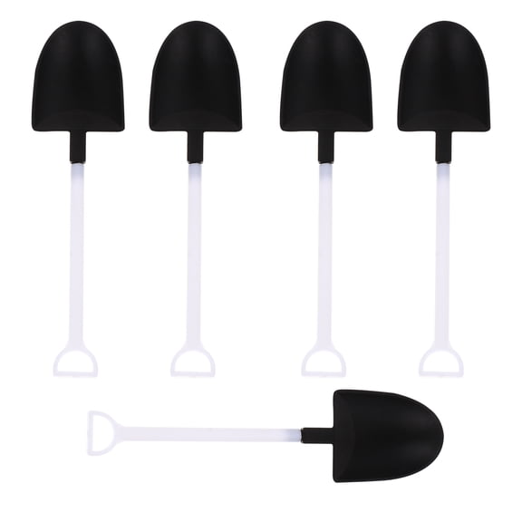 ifundom 50-Pack Black Shovel-Shaped Tasting Spoons, PP Plastic, Ideal for Serving Cakes and General Use