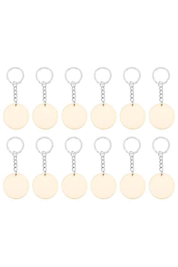 50-Pack Wooden Circle Keychains with Metal , and for Decoration, Crafts, and Projects
