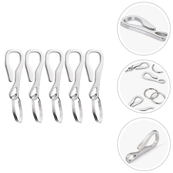 ifundom 5Pcs Plated Silver Stainless Steel Carabiner Key Rings for Outdoor Use with Smooth Finish