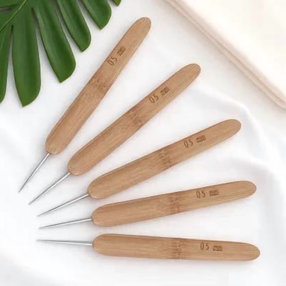 ifundom 5pcs Dreadlock Accessories Wood Multi Ergonomic Needle for Hair Braiding and Weaving