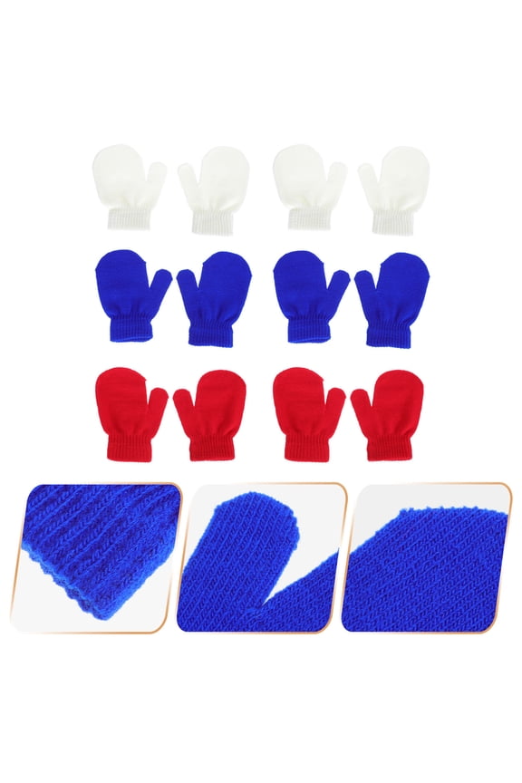 6 Pairs Warm Winter Mittens Assorted Colors Knitted Full Finger Gloves Comfortable and Cozy