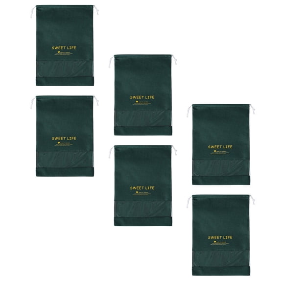 ifundom 6-Pack Portable Drawstring Storage Bags with Transparent Window, Travel Organizer Pouch for Clothes, Accessories