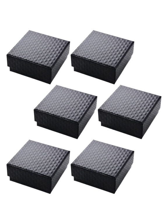 Black Paperboard Jewelry Box for Rings and Earrings Storage 6Pcs