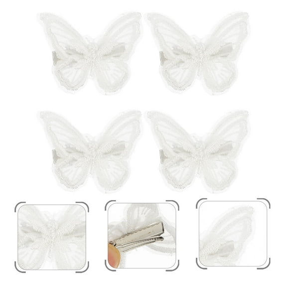 ifundom White Lace Butterfly Hair Clips Embroidered Bow Barrettes for Decorative Hairstyles