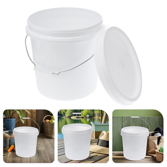 ifundom High Strength White Plastic Pail with Lid for Multipurpose Home Storage