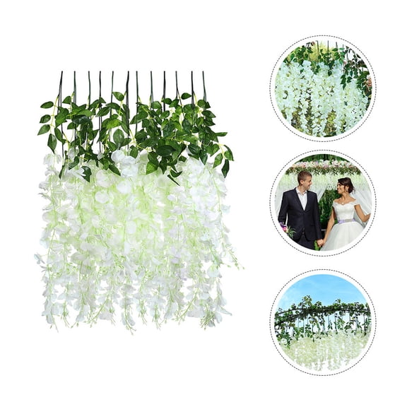 ifundom Artificial White Wisteria Vine 24PCS Hanging Floral Garland for Wedding Home Party Decoration