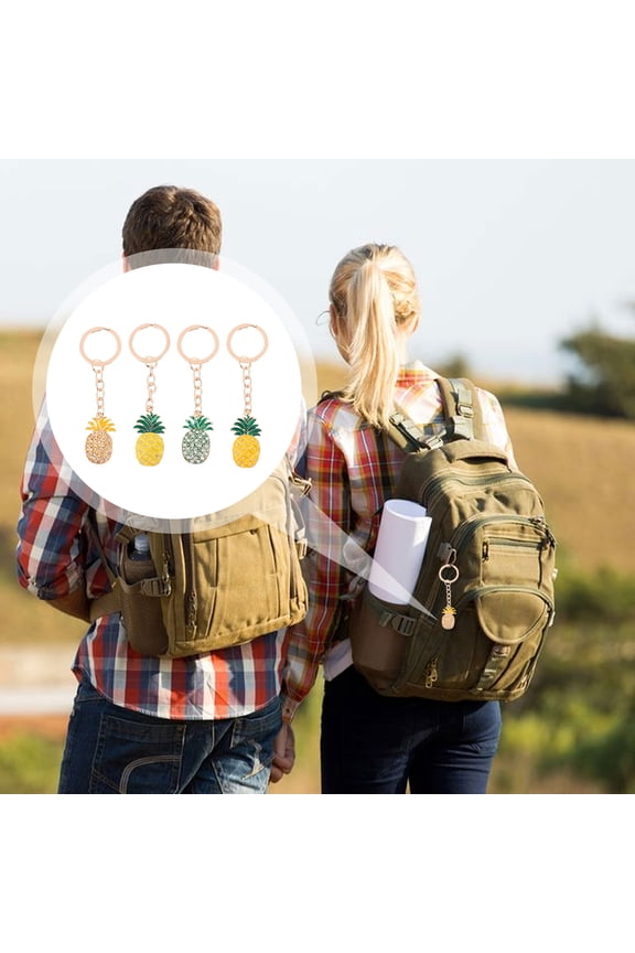 Assorted Color Fruit Keychain Set of 4 Lightweight Alloy Pineapple Keychains Decorative Pendant Accessories