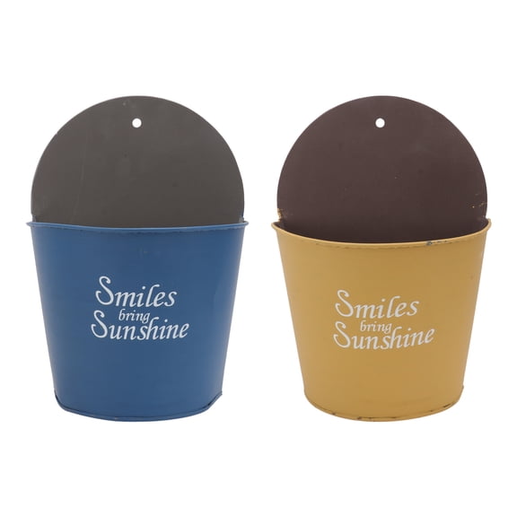 ifundom Set of 2 Vintage Iron Flowerpots Assorted Colors Outdoor Decorative Garden Pots