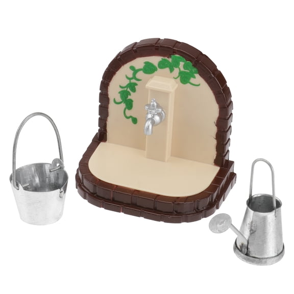 ifundom Miniature Watering Can Set, 3pcs Assorted Color Plastic Mini House Water Tap Decor Toys for Kids and Collectors