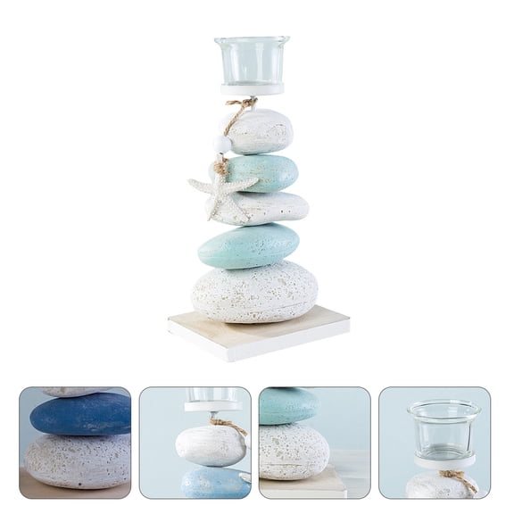 ifundom Modern Decorative Candlestick Candleholder in Assorted Colors, Stone and Glass Design for Home and Dinner Table Decor