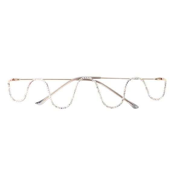 ifundom Golden Metal Wave Glasses Prop Handmade for Photography, Party, Costume, Photo Booth, and Event Accessories