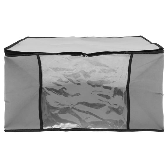 ifundom Grey Foldable Storage Bin for Closet, Breathable Non-Woven Fabric and PVC Organizer for Bed Sheets and Clothes
