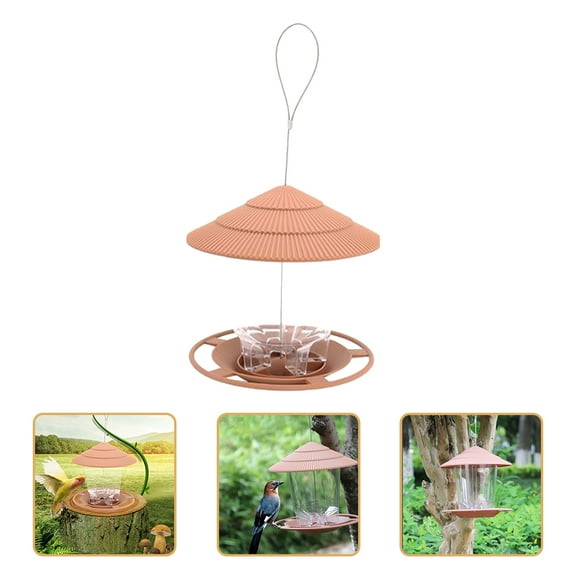ifundom Outdoor Hanging Bird Feeder in Light Brown for Wild Birds and Garden Decoration