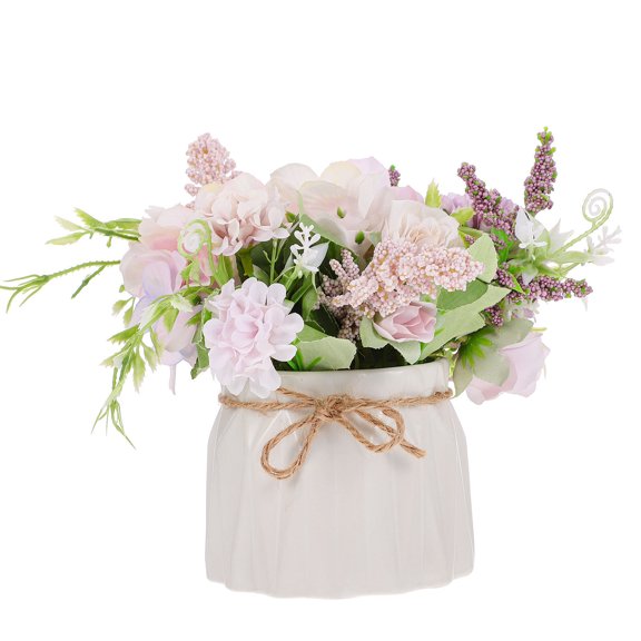 ifundom 1Pc Purple Artificial Flower Decor in Ceramic Flowerpot for Indoor Faux Bonsai Decoration
