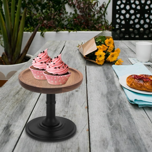 ifundom Brown Wooden Cake Display Stand for Parties, Weddings, Birthdays, and Events - 1 Set Dessert Presentation Stand
