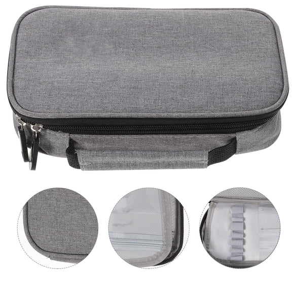 ifundom Large Capacity Grey Canvas Pen Pouch with Zipper, Stationery Bag for Secure Storage and Organization