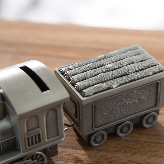 ifundom Grey Train Shaped Bank Money Pot Decorative Desktop Ornament for Kids and Adults