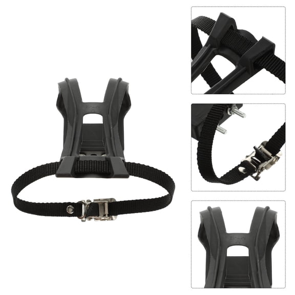 ifundom Black Toe Clips with Adjustable Straps, Lightweight Pedal Clips for Cycling, Easy to Install