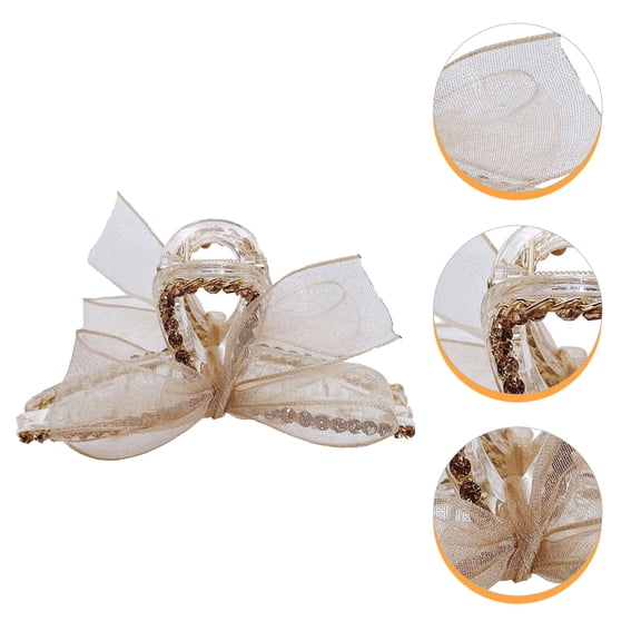 ifundom Golden Bow Hair Jaw Clip with Strong Teeth for Secure Hold, Stylish Hair Accessory for Women and Girls