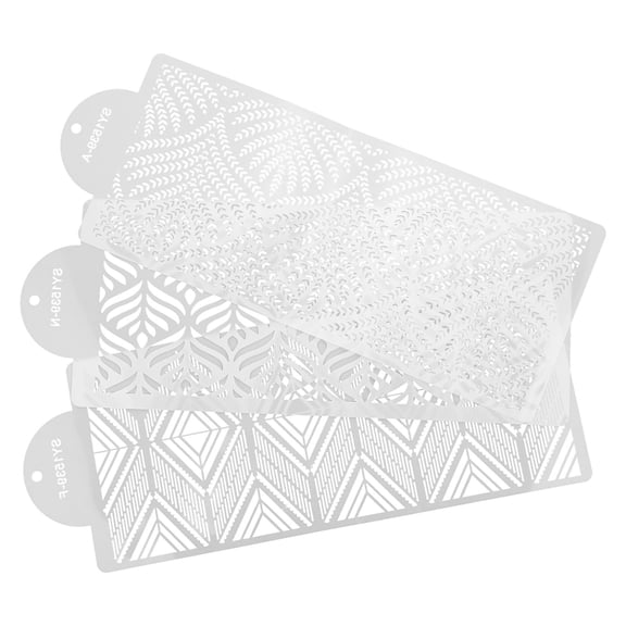 ifundom White Cake Decorating Stencils Set, 3-Piece Plastic Templates for Baking, Crafts, and Kitchen Decoration