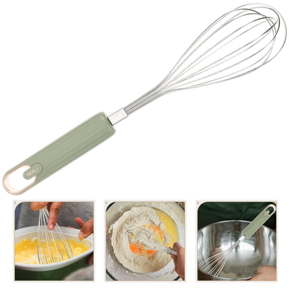 Ifundom Stainless Steel Kitchen Whisk with Comfortable Green Handle for Baking, Cooking, and Home Use